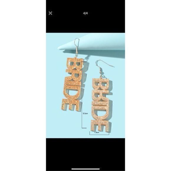 Boutique Women's Bride Drop Earrings Gold Shimmer - Picture 2 of 5